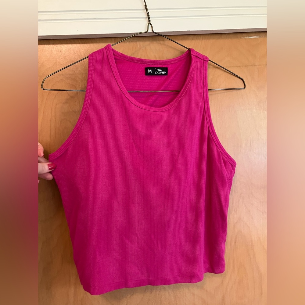 Pink Cropped Ribbed SportsBra